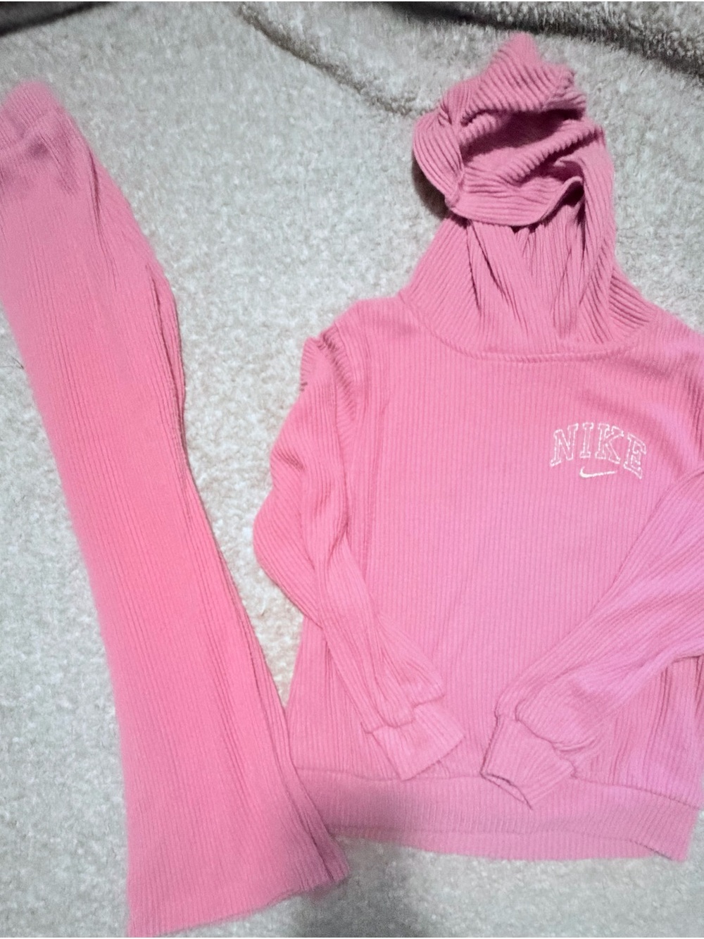Nike Pink Ribbed Matching Set